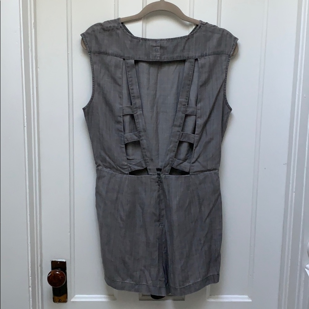 Gray Romper with Open Back Detailing